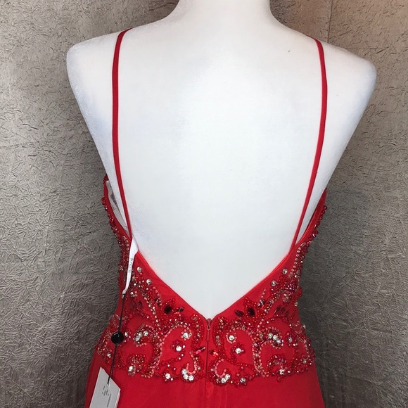 Jovani JVN Rhinestone & Beaded Chiffon Prom Dress - Picture 4 of 5